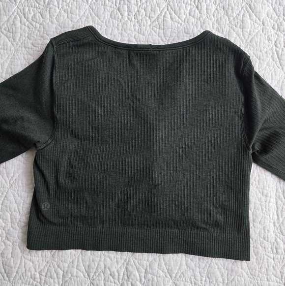 Lululemon Ebb To Street Long Sleeve Crop Shirt - Rainforest Green 8 - Picture 6 of 8